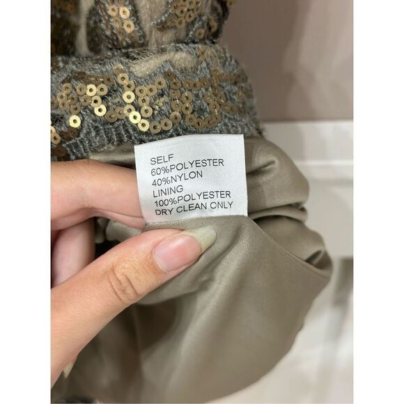 Tadashi Shoji Paillette Embroidered Lace Scalloped Edge Squined Evening Dress 6 - Picture 10 of 14